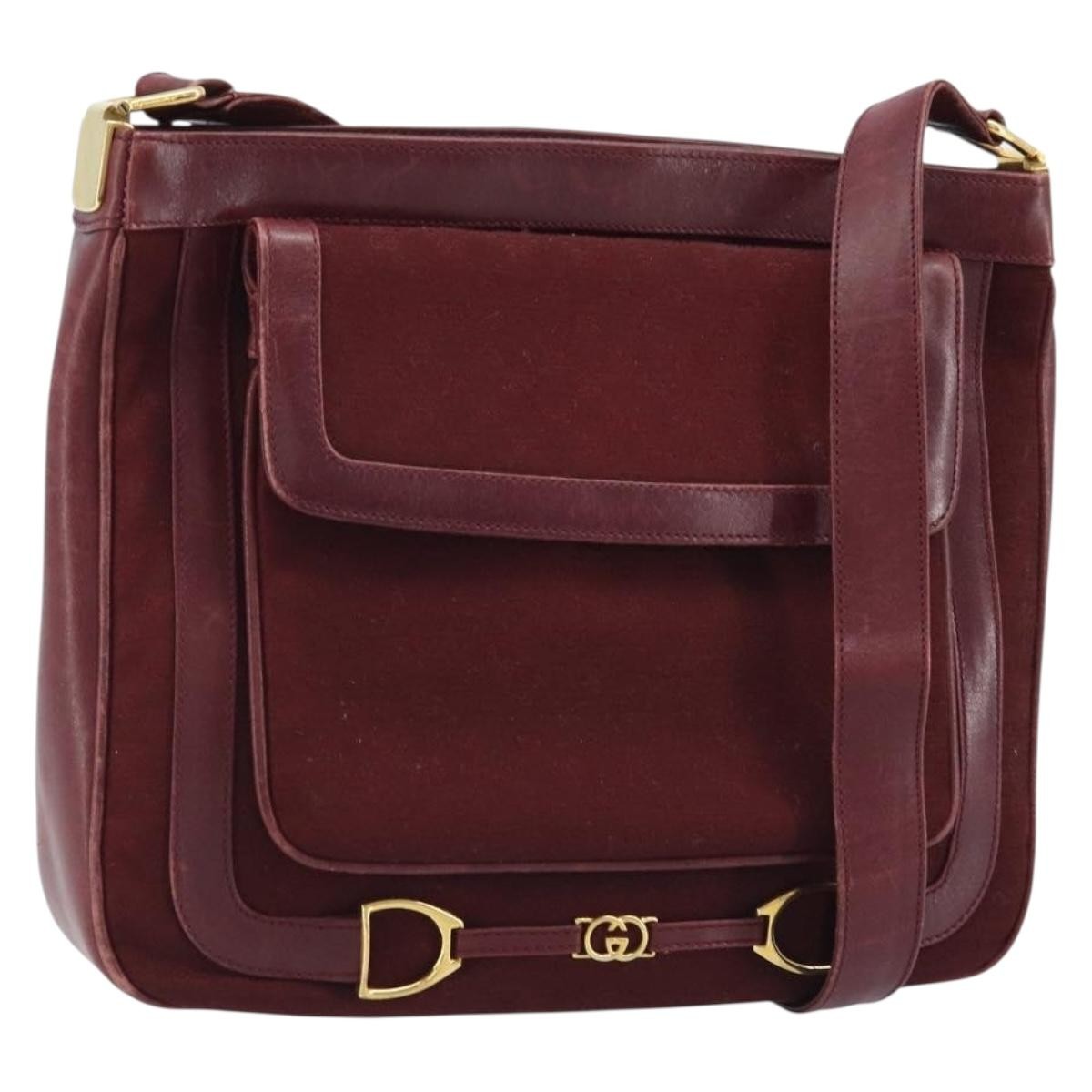 Gucci GUCCI Micro GG Supreme Shoulder Bag Bordeaux Gold Authentic ep13943