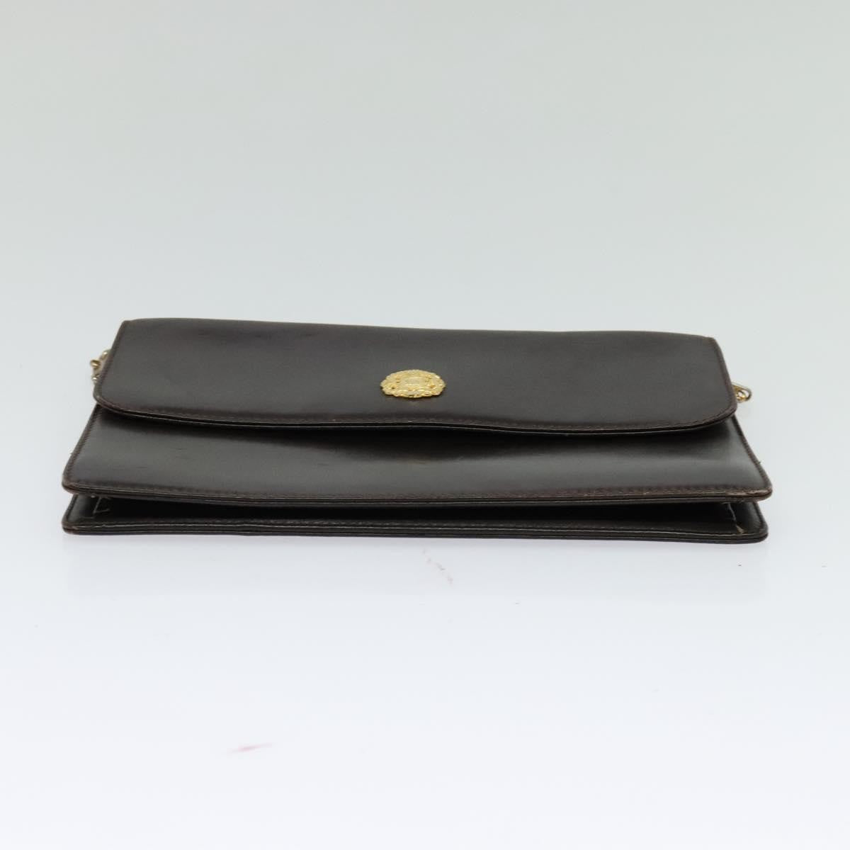 Celine CELINE Chain Shoulder Bag Leather Brown Gold Authentic BA2445