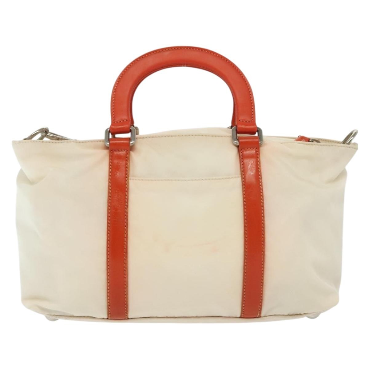 Prada PRADA Hand Bag Nylon 2way White Silver Authentic ti3400