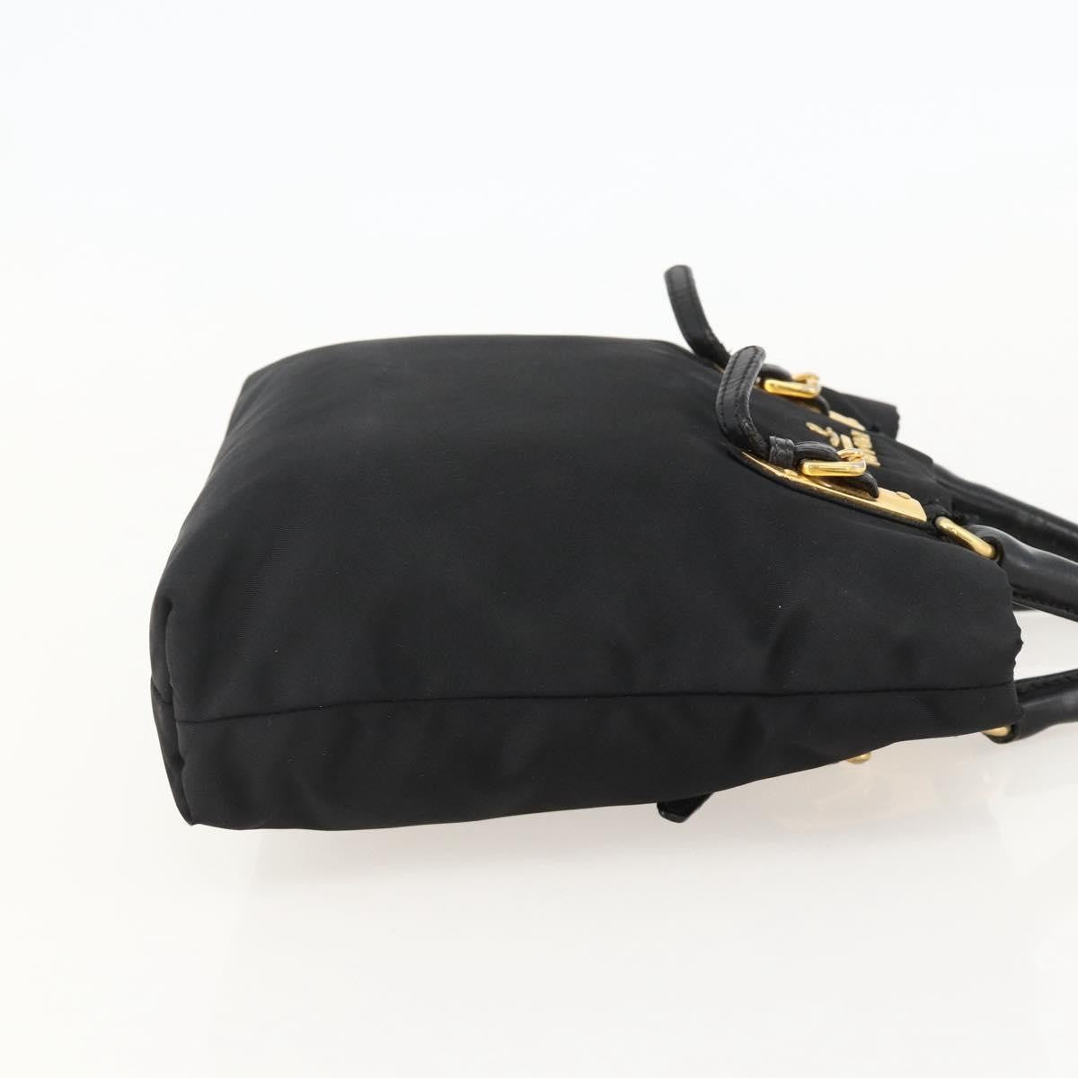 Prada PRADA Hand Bag Nylon Black Gold Authentic 175270