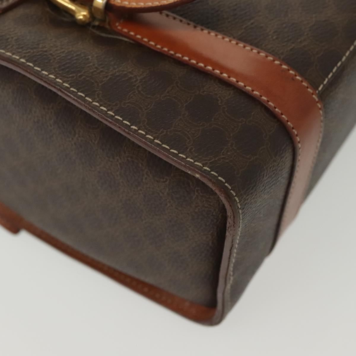 Celine CELINE Macadam Canvas Hand Bag PVC Leather Brown Gold Authentic gh739