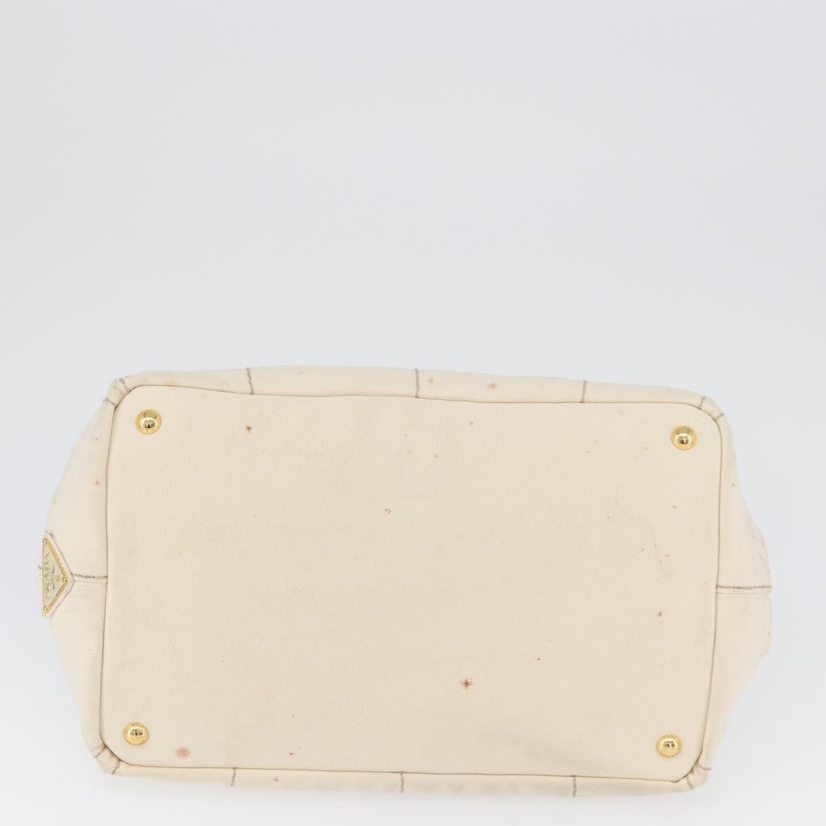 Prada PRADA Canapa MM Hand Bag Denim White Gold Authentic BSZ344