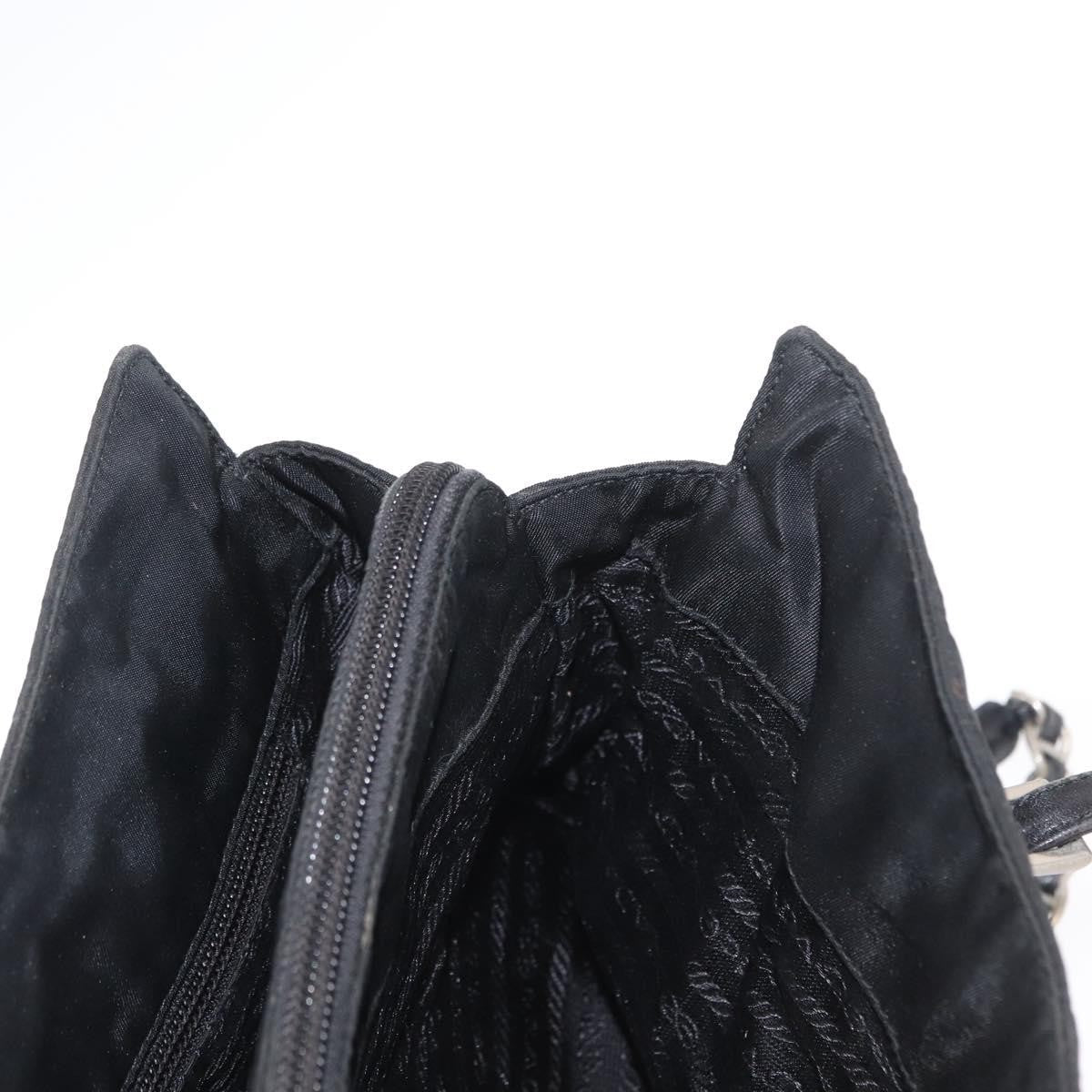 Prada PRADA Chain Shoulder Bag Nylon Black Silver Authentic 153059