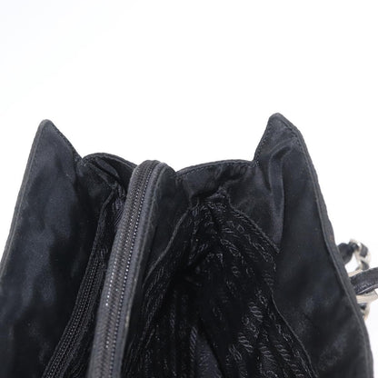 Prada PRADA Chain Shoulder Bag Nylon Black Silver Authentic 153059