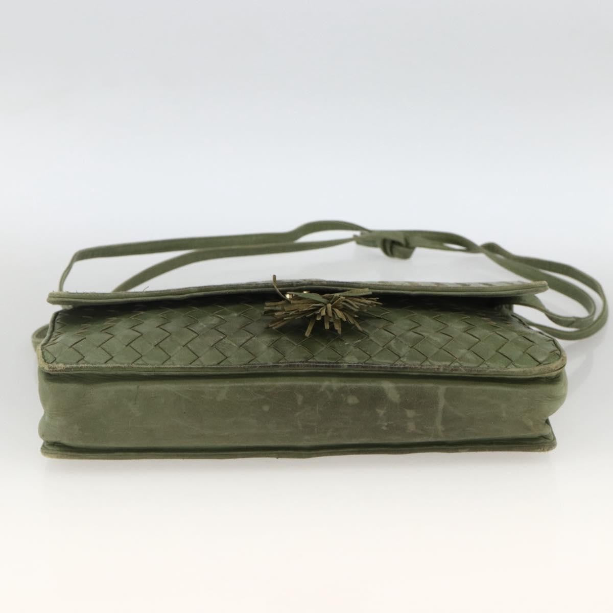 BOTTEGAVENETA BOTTEGAVENETA BOTTEGA VENETA INTRECCIATO Shoulder Bag Leather Khaki Gold Authentic BSZ346