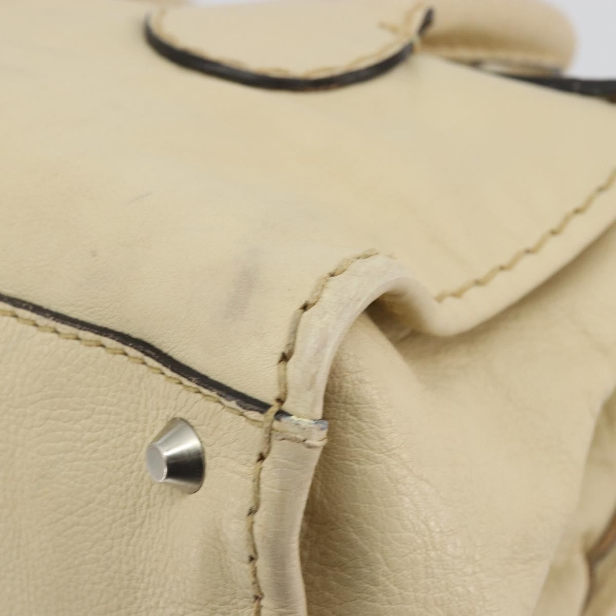 Chloé Chloé Chloe Edith Boston Bag Leather Beige Silver Authentic bs30503