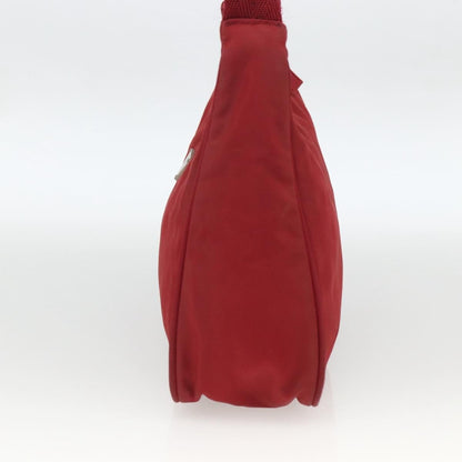 Prada PRADA Hand Bag Nylon Red Silver Authentic LNZ991