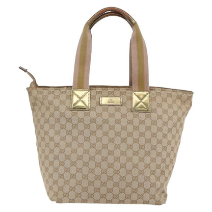 Gucci GUCCI GG Canvas Sherry Line Tote Bag Beige Pink 131231 Authentic 153359