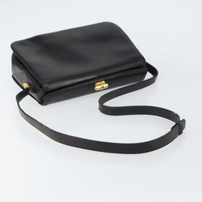 Gucci GUCCI Shoulder Bag Leather Black Gold Authentic 155306