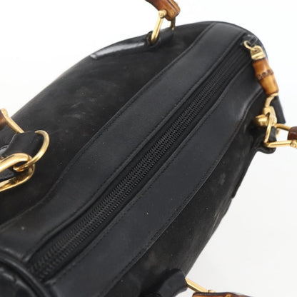 Gucci GUCCI Bamboo Hand Bag Suede 2way Black Gold 000 3444 0294 Authentic 161026