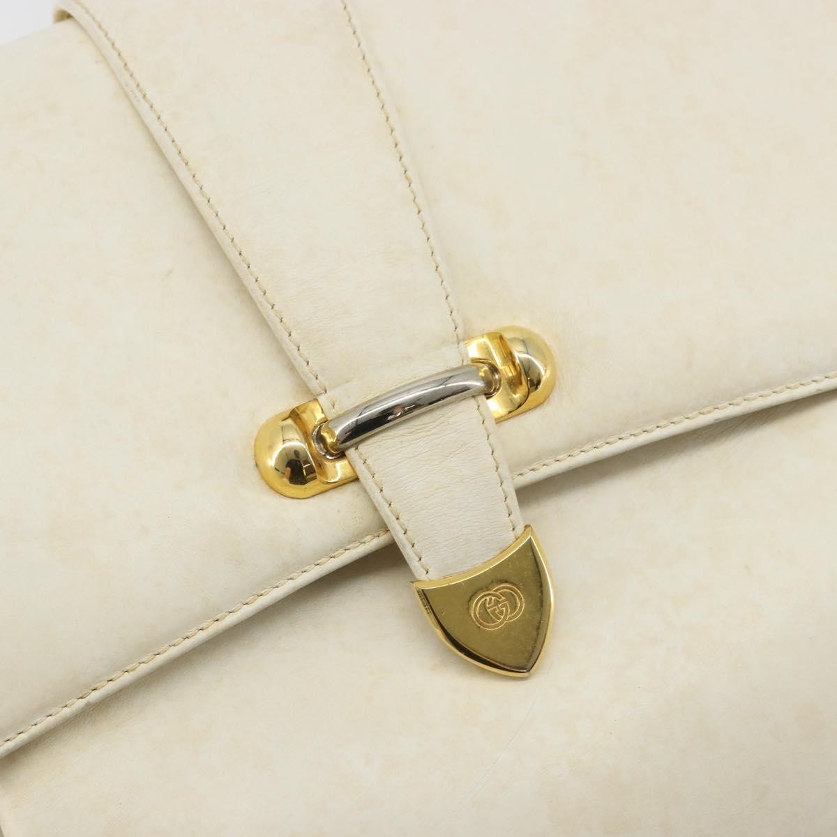 Gucci GUCCI Shoulder Bag Leather White Gold Authentic BAZ692