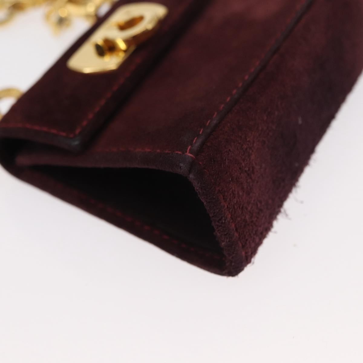 Salvatore Ferragamo Salvatore Ferragamo Chain Gancini Shoulder Bag Suede Purple Gold Authentic 152790