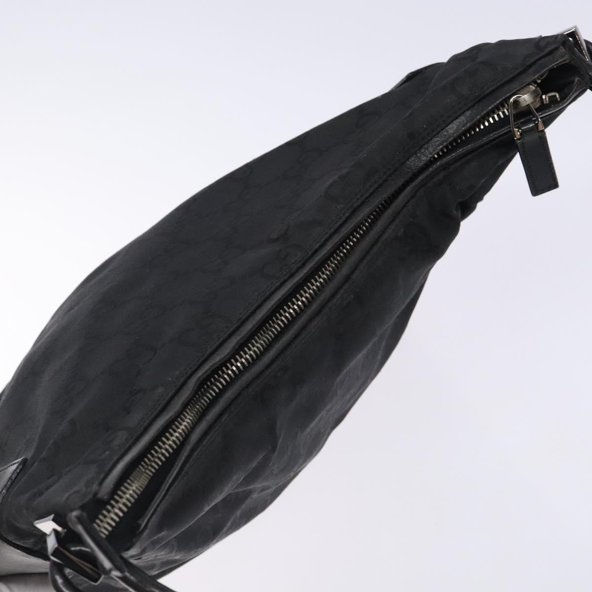 Gucci GUCCI GG Canvas Shoulder Bag Nylon Black Silver 001 3766 Authentic BA4115