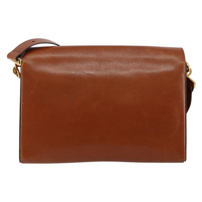 Dior Christian Dior Shoulder Bag Leather Brown Gold Authentic hk3117