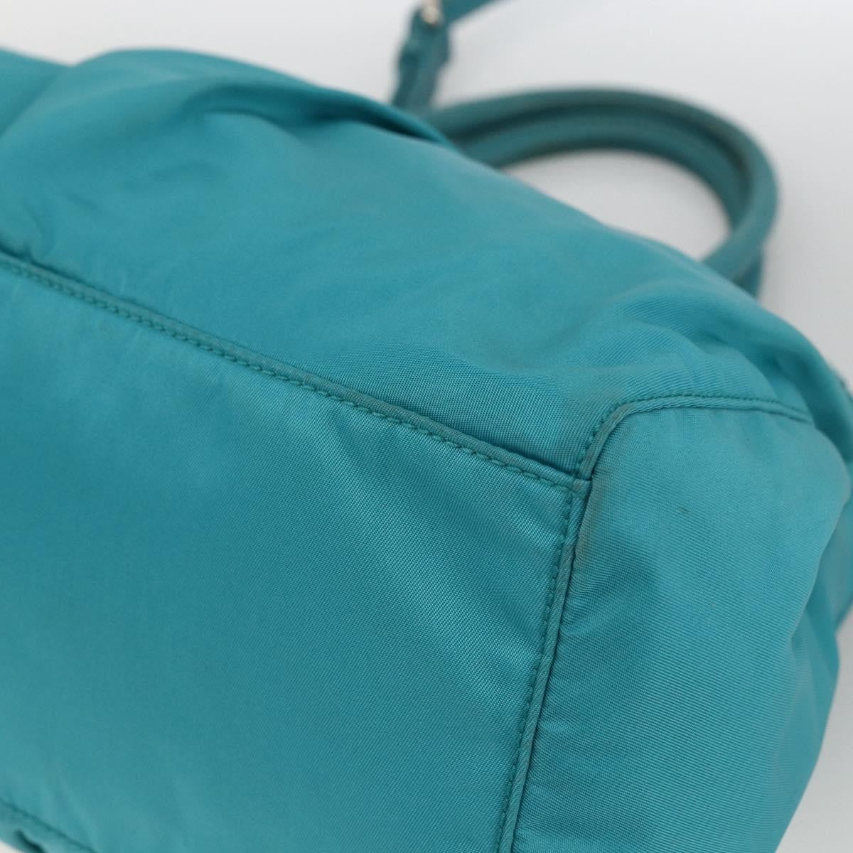 Prada PRADA Hand Bag Nylon 2way Turquoise Blue Silver Authentic gh1880A
