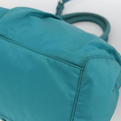 Prada PRADA Hand Bag Nylon 2way Turquoise Blue Silver Authentic gh1880A