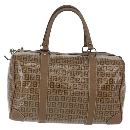 Fendi FENDI Zucchino Canvas Hand Bag PVC 2 Set Brown Authentic ti3754