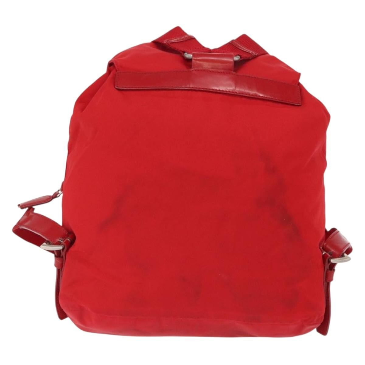 Prada PRADA Backpack Nylon Red Silver Authentic 164789 Bag