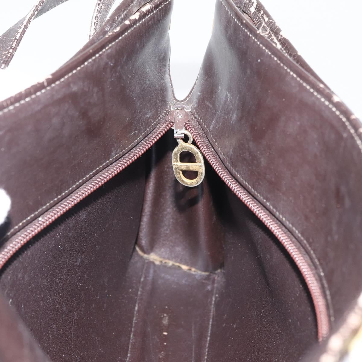 Dior Christian Dior Trotter Canvas Shoulder Bag Brown Gold Authentic 178153