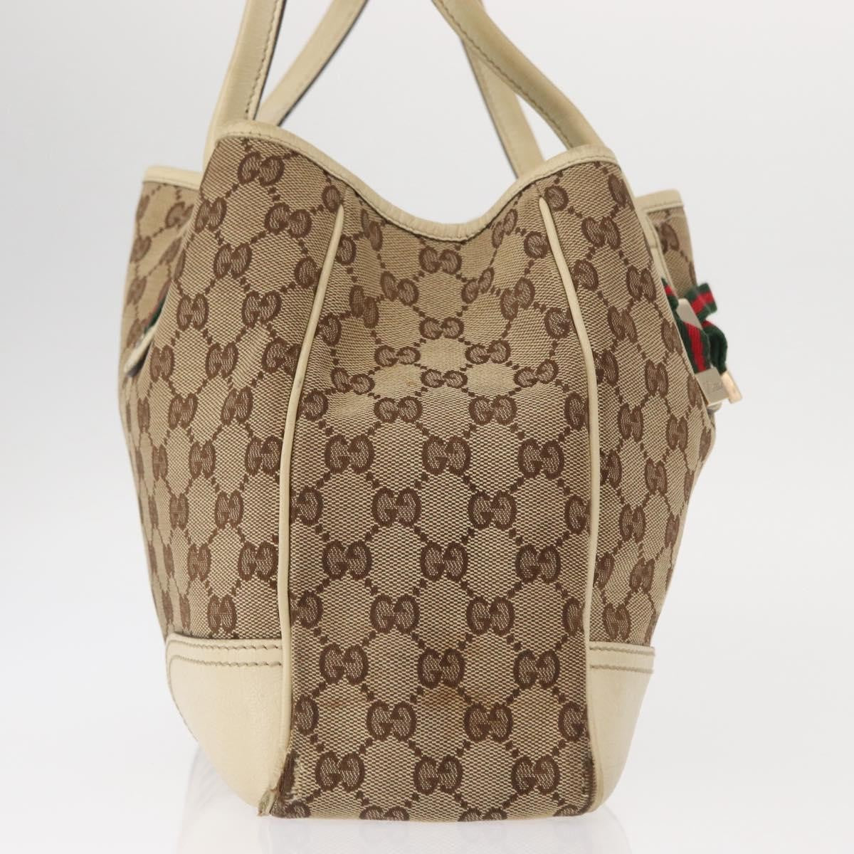Gucci GUCCI GG Canvas Web Sherry Line Pretty Tote Bag Beige Gold 163805 Authentic ka637