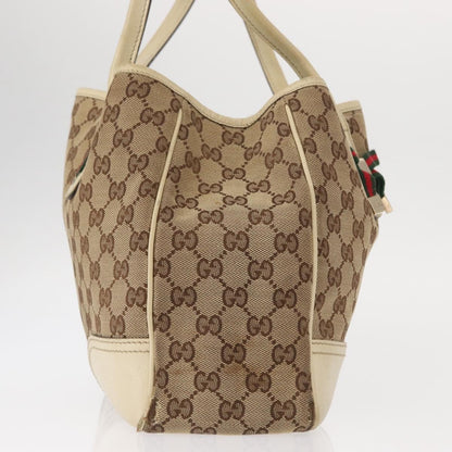 Gucci GUCCI GG Canvas Web Sherry Line Pretty Tote Bag Beige Gold 163805 Authentic ka637