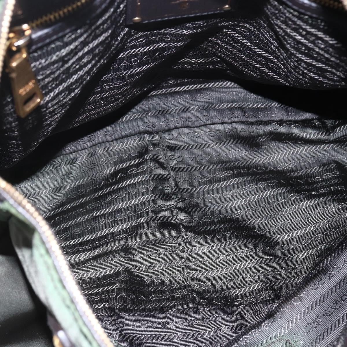 Prada PRADA Hand Bag Nylon 2way Khaki Gold Authentic 148290