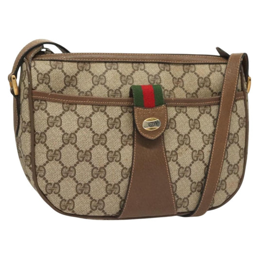 Gucci GUCCI GG Supreme Web Sherry Line Bag PVC Beige Gold 89 02 032 Authentic 128996