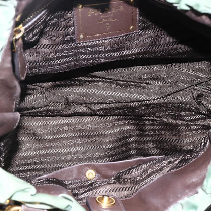 Prada PRADA Hand Bag Nylon 2way Khaki Gold Authentic 170942