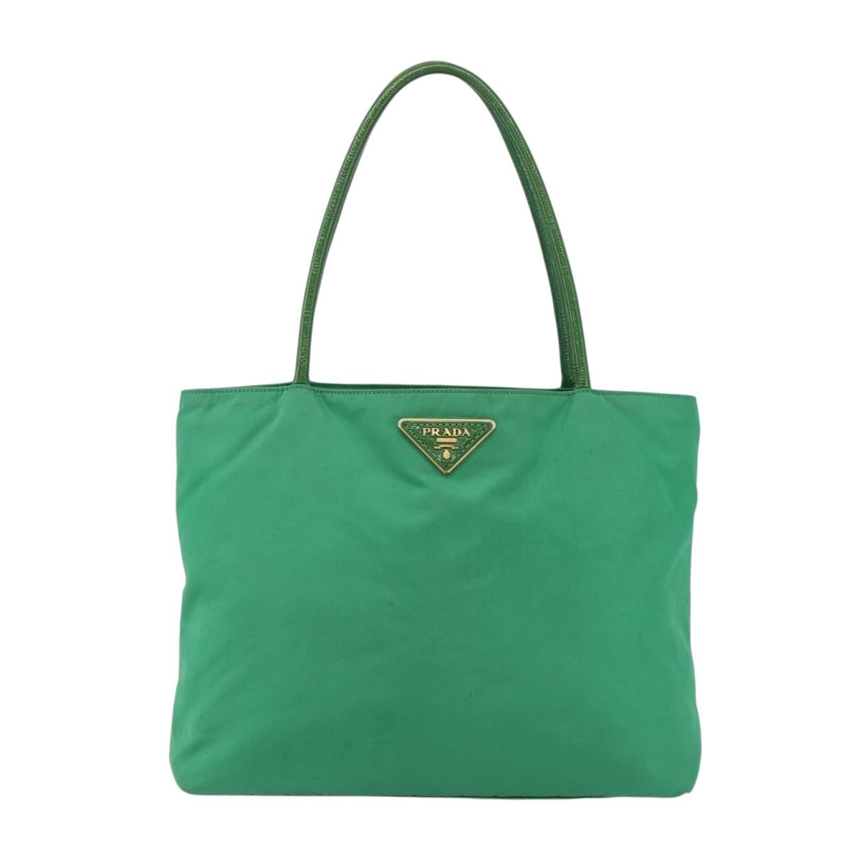 Prada PRADA Tote Bag Nylon Green Gold Authentic 155942