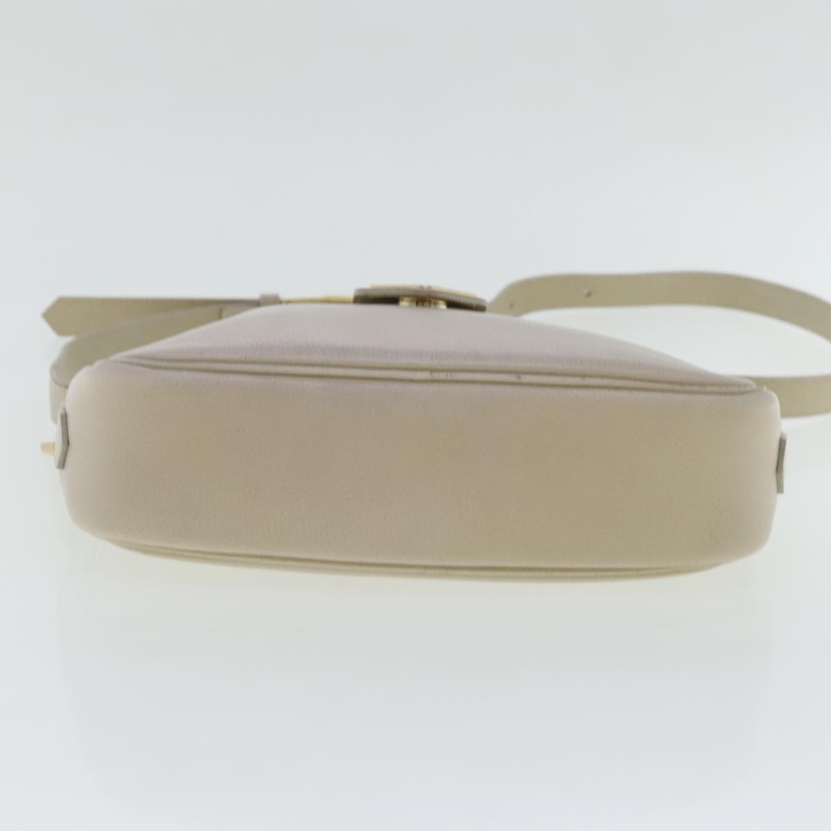 Saint Laurent SAINT LAURENT Shoulder Bag Leather Beige Gold Authentic bs19024