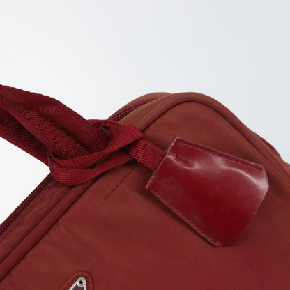 Prada PRADA Hand Bag Nylon Red Silver Authentic BA8645