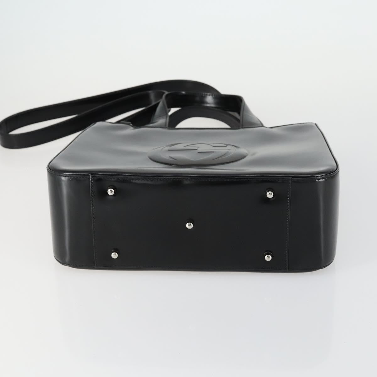 Gucci GUCCI Hand Bag Patent leather 2way Black Silver 000 2058 0504 5 Authentic 155470