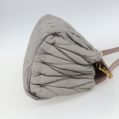 Miu Miu Miu Miu Matelasse Shoulder Bag Leather Gray Gold Authentic 162864