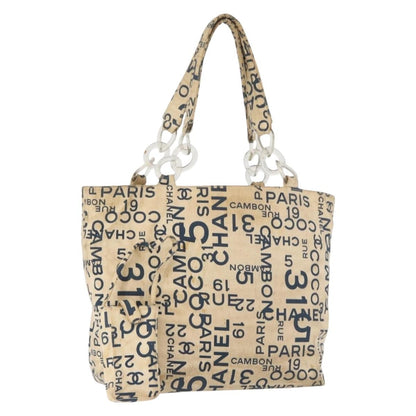 Chanel CHANEL By Sea Line Tote Bag Canvas White Silver CC Authentic 179915