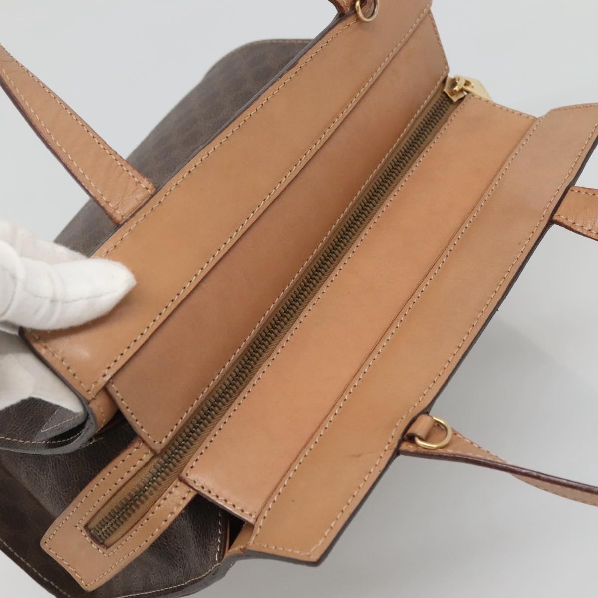 Celine CELINE Macadam Canvas Hand Bag PVC Leather 2way Brown Gold Authentic 123320