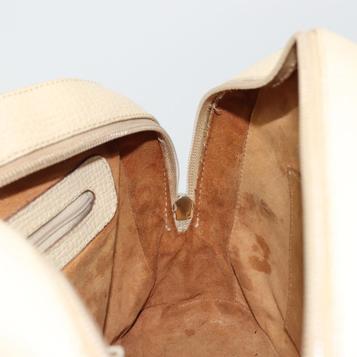 Loewe LOEWE Hand Bag Leather Ivory Gold Authentic 175195