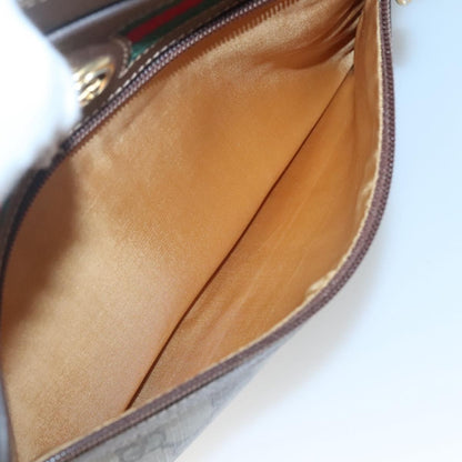 Gucci GUCCI GG Supreme Web Sherry Line Bag PVC Beige Gold Red 56 02 088 Authentic BA2392
