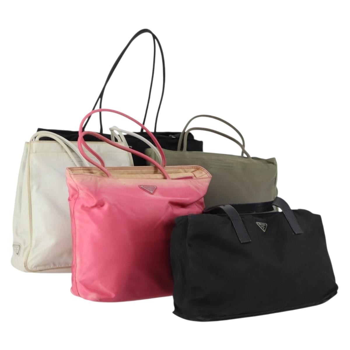 Prada PRADA Hand Bag Nylon 5 Set Black White pink Authentic 153249