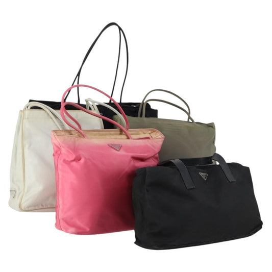 Prada PRADA Hand Bag Nylon 5 Set Black White pink Authentic 153249