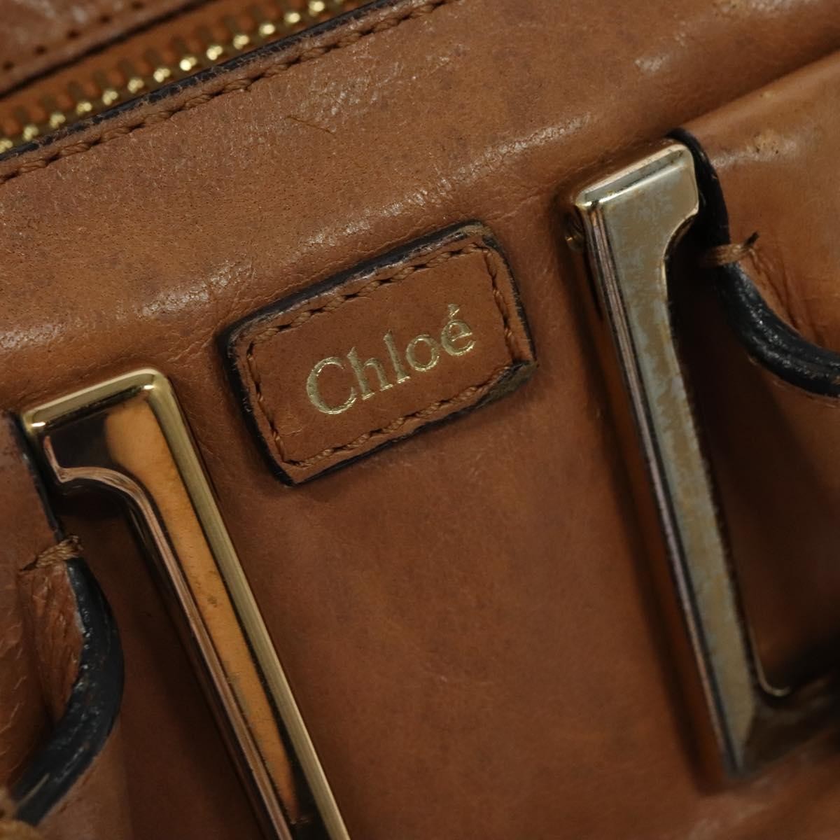 Chloé Chloé Chloe Hand Bag Leather 2way Brown Gold Authentic BA590