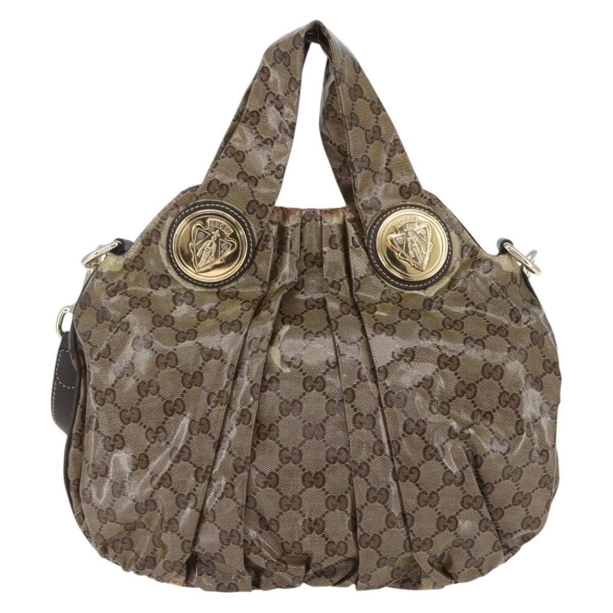 Gucci GUCCI GG Crystal Histeria Bag Coated Canvas 2way Beige Gold 203486 Authentic 154644