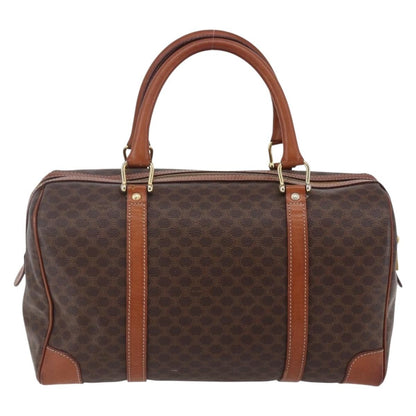 Celine CELINE Macadam Canvas Mini Boston Bag PVC Leather Brown Authentic ki6058