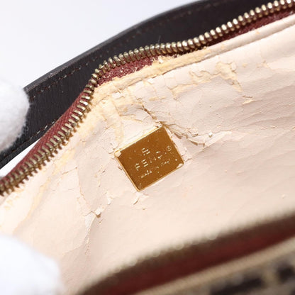 Fendi FENDI Zucchino Canvas Shoulder Bag Coated Canvas Beige Gold Authentic 136436