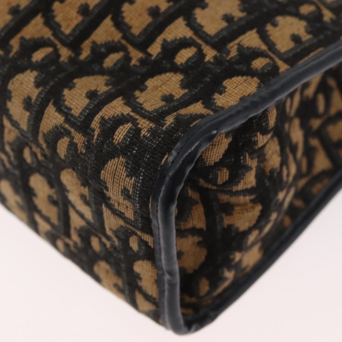 Dior Christian Dior Trotter Canvas Shoulder Bag Navy Gold Authentic 181395