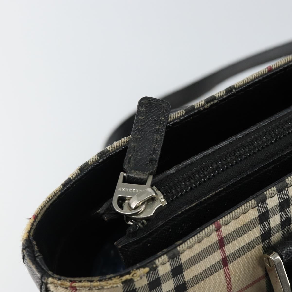 Burberry BURBERRY Nova Check Tote Bag Canvas Beige Silver Authentic BA5979