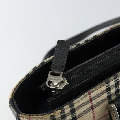 Burberry BURBERRY Nova Check Tote Bag Canvas Beige Silver Authentic BA5979