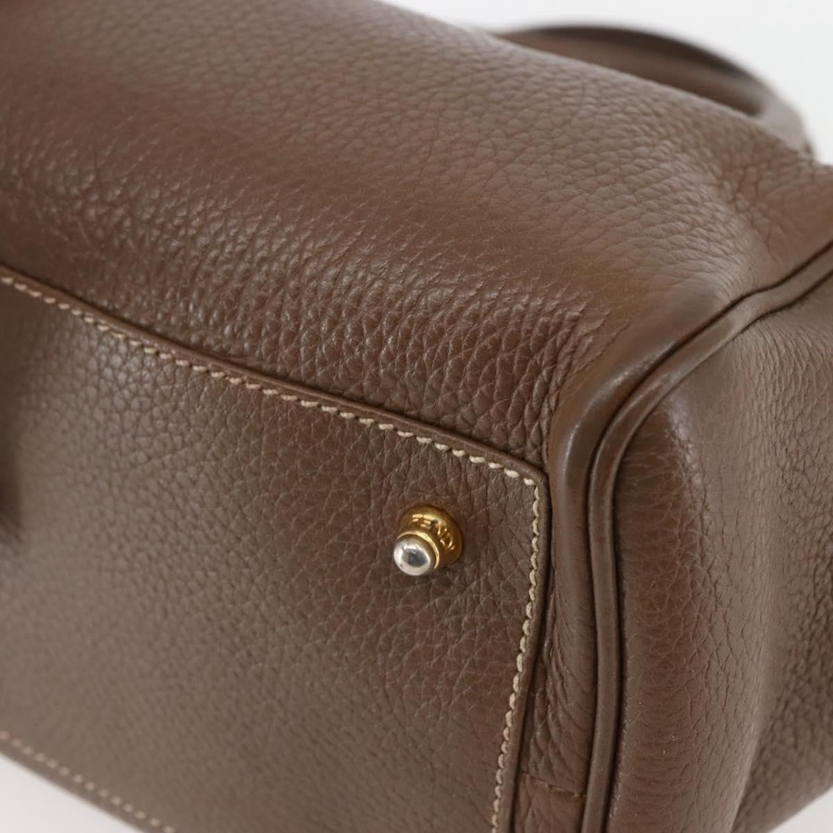 Fendi FENDI Hand Bag Leather Brown Gold Authentic kk558