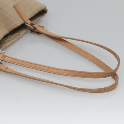 Fendi FENDI Zucchino Canvas Hand Bag Nylon Beige Silver Authentic bs26890