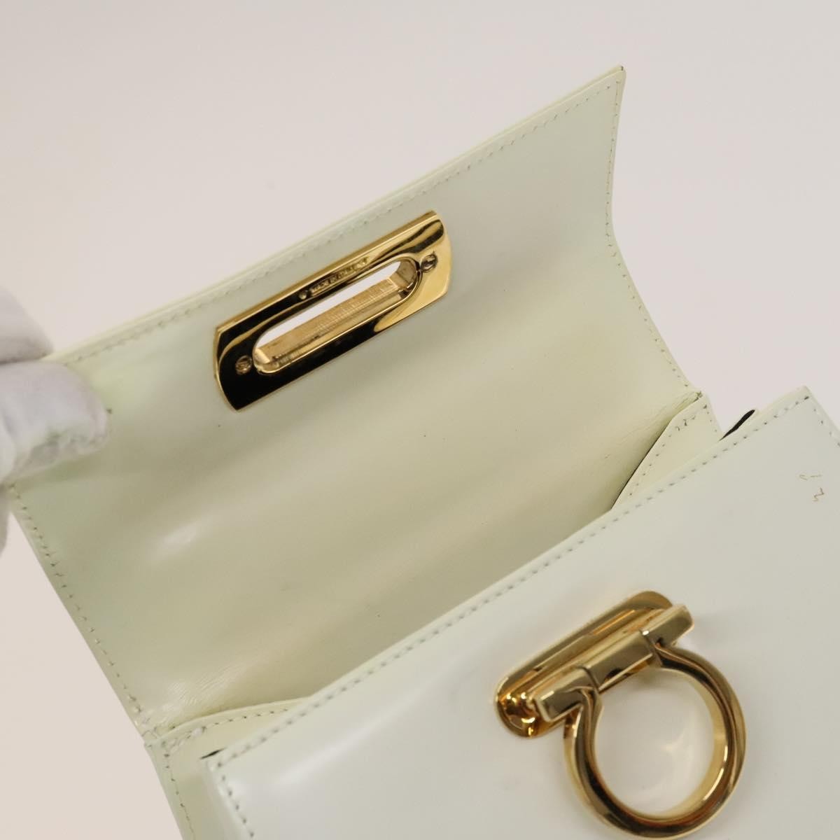 Salvatore Ferragamo Salvatore Ferragamo Gancini Hand Bag Leather 2way White Gold Authentic 134575