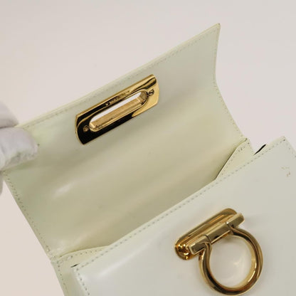 Salvatore Ferragamo Salvatore Ferragamo Gancini Hand Bag Leather 2way White Gold Authentic 134575